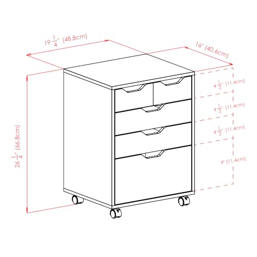 Image of Winsome Halifax Mobile Storage Cabinet with 5 Drawers, Black