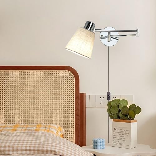 Aplique de pared E27 con interruptor y enchufe para lámpara vintage 6