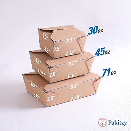 image for PAKITZY - #3, 71 oz. Take Out Containers Folded Top Kraft Paper Food B