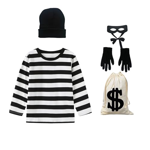 MEDEJU Robber Costume Accessories Set Thief Costume Bank Robber Costume For Kid 9-11years