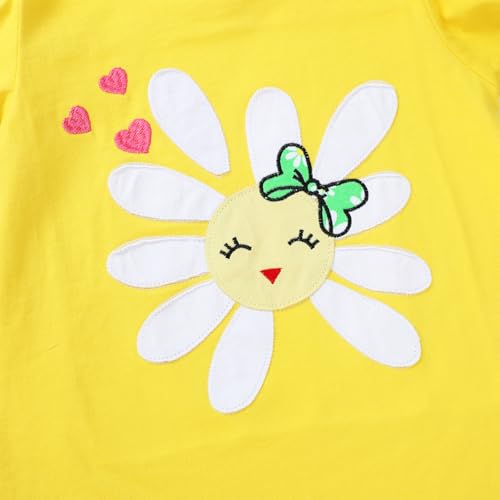 Image of HILEELANG Toddler Girl Summer Short Outfit Sets Cotton Short Sleeve Tops Tees Shorts Clothing Sets
