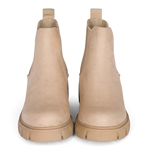 Dance- Women's Lug Sole Chelsea Fashion Platform Ankle Boot (L-Wheat Su, Us_Footwear_Size_System, Adult, Women, Numeric, Medium, Numeric_7_Point_5) #TOP3