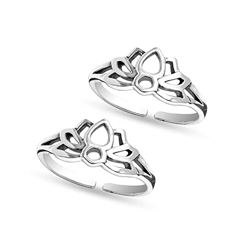 Image of Amazon Brand - Anarva 925 Sterling Silver BIS Hallmarked Adjustable Antique Oxidized Toe Ring for Women
