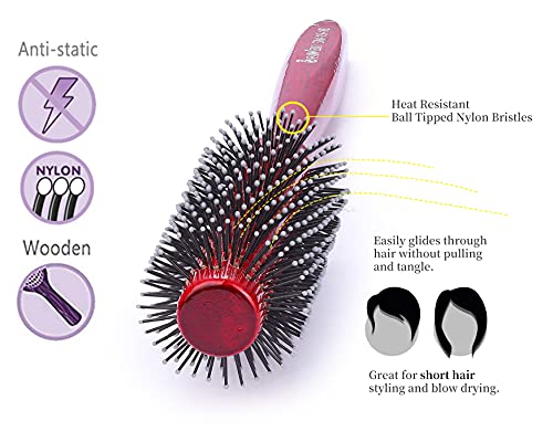 Perfehair Small Round Hair Brush For Blow Drying With Soft Nylon Bristles, 1.5 Inch, Roller Curling Styling Volume Hairbrush For Men And Women Short Thin Curly Hair #TOP2