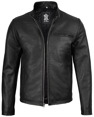 Image of Blingsoul Disc Mens Black Leather Jacket (N3) | [12315276] Ricardo Cowhide Black, 2XL