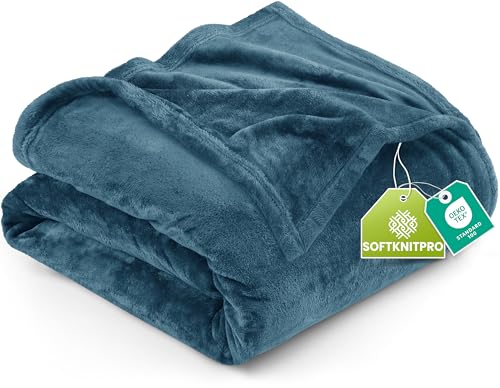 Image of Utopia Bedding Fleece Blanket King Size Stone Blue 300GSM Luxury Fuzzy Soft Anti-Static Microfiber Bed Blanket (90x102 Inch)