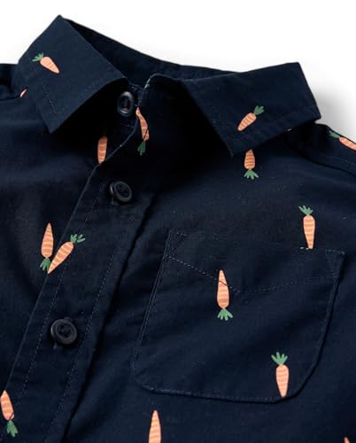 The Children's Place,Baby Boys,and Toddler Poplin Short Sleeve Button Down Shirt,Navy Carrots,12 Months,18 Months — view 2