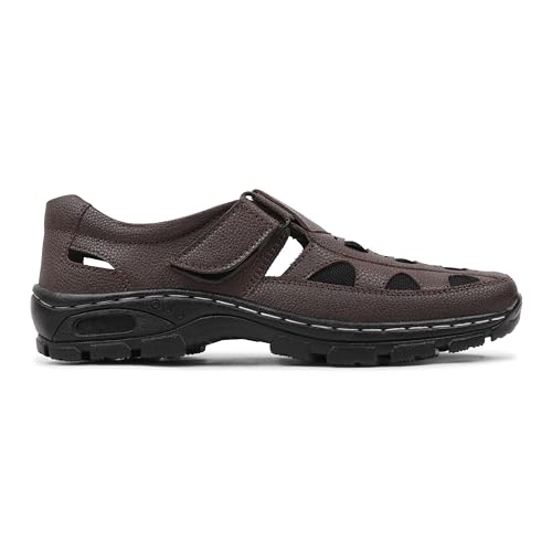 Image of Men's Faux Leather Sandals - Breathable, Lightweight, and Stylish Sandals for Casual Outings and Everyday Comfort