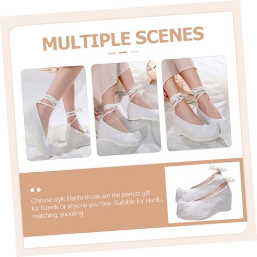Chaussures de mariée blanches brodées jacquard coton en taille 37