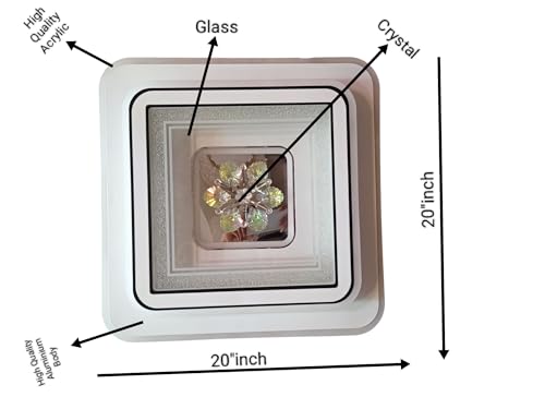 Image of Metal Chandelier 48W Lighting Colours 3 in1 Center Light Ceiling Chandelier Lamp Light for Beautiful Home & Dining Living Room Office (48 Watt,20x20 Inch) (Square) with Remote Control