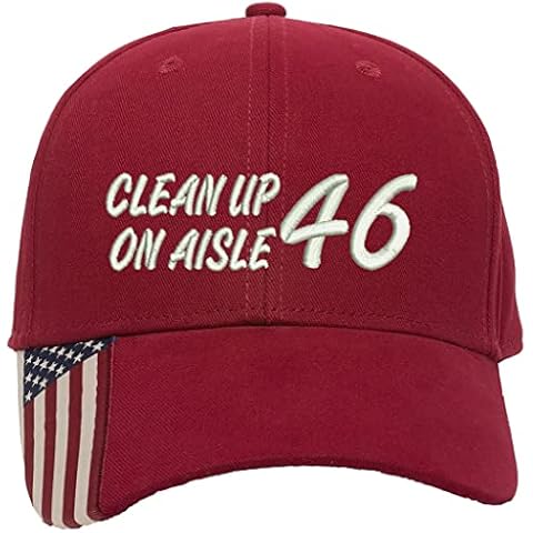 AmazingShirts Cleanup on Aisle 46 Embroidered Structured Adjustable One Size Fits All US Flag on Bill Hat (Red300) Cover