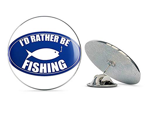 Blue Oval I'd Rather be Fishing (Fish Hook) Outdoor Vinyl Metal 0.75