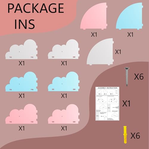 50% OFF! Juego de 3 estantes esquineros flotantes en forma de nube