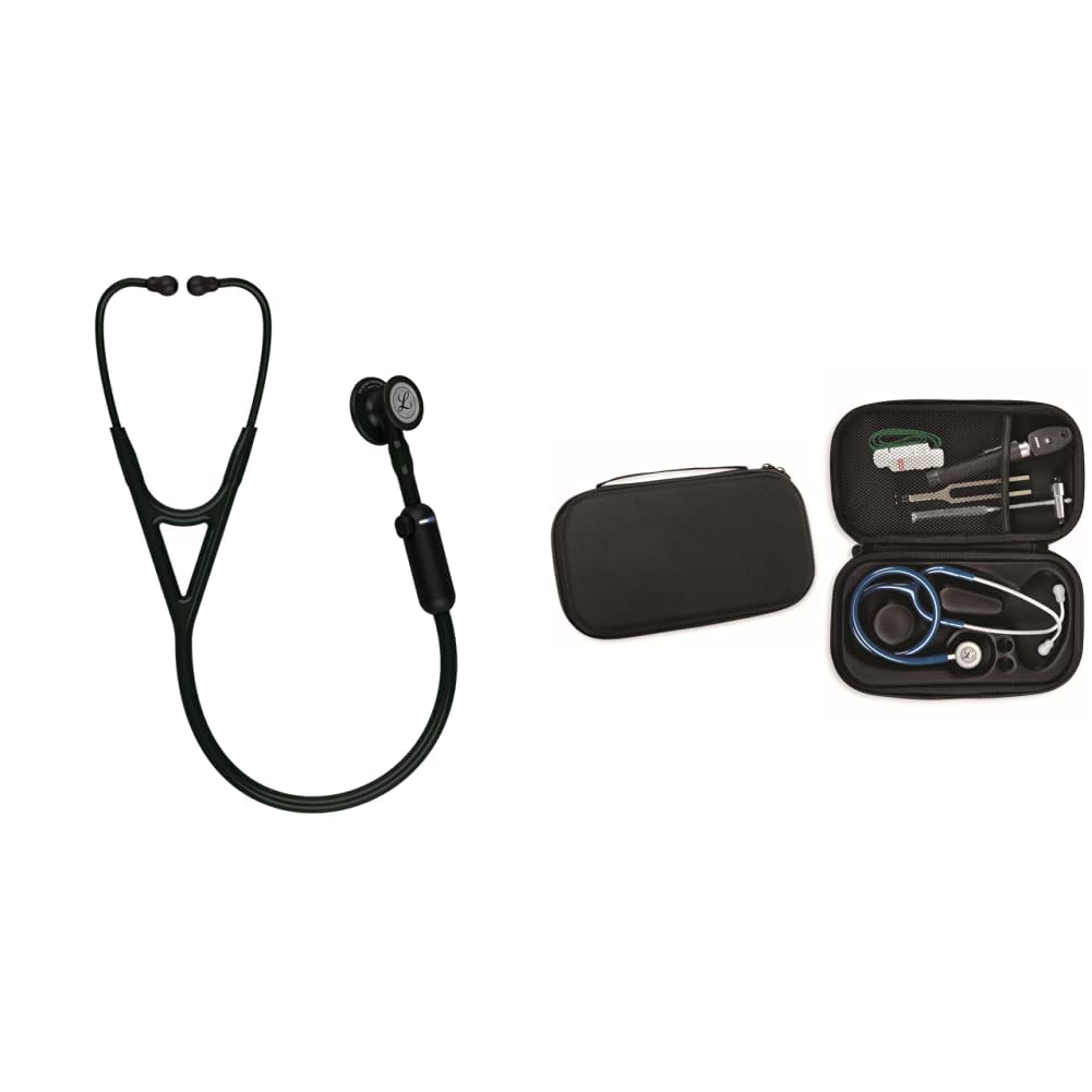 3M Littmann Core Digital Stetoscopio (UE), Testina Nera, Tubo, Gambo e Auricolare, 69 cm, 8490, Nero + GIMA ASTUCCIO PORTA FONENDO, Nero, Uso Professionale