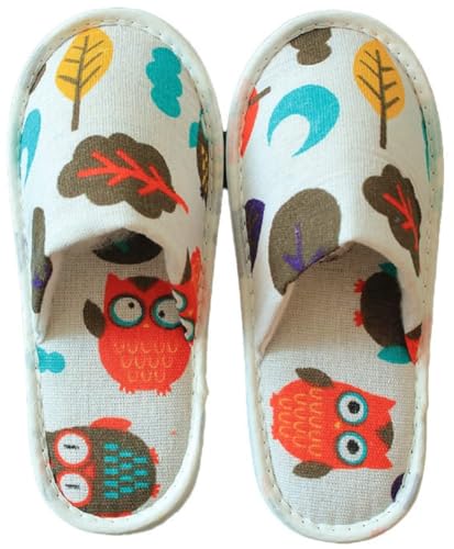 [Youngfull] 10足/20足/30足入セット スリッパ 使い捨て 子供用 22cm ルームシューズ 男の子 女の子 可愛い ふくろう 綿麻 軽量 厚底 滑り止め 個包装 洗濯可 来客用 ホテル用 業務用 旅行用 自宅用 病院 施設 住宅展示場 イベント (10足入セット)