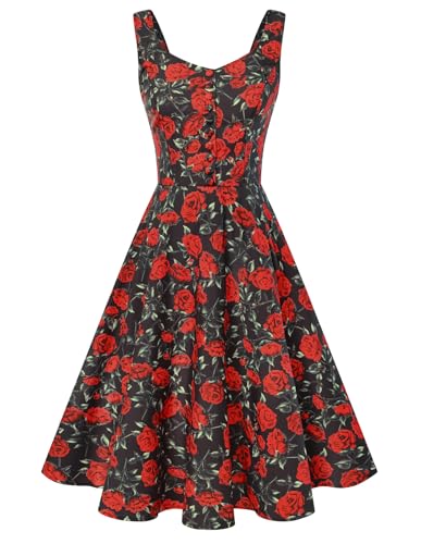 Image of Belle Poque 1950s Vintage Dress for Women Sleeveless Homecoming Dresses Cocktail Party A-Line Summer Dress