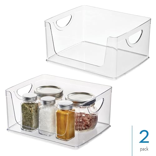 iDesign Stackable Open-Front Storage Bins with Handles for Kitchen and Pantry - Set of 2 - Clear - Image 3