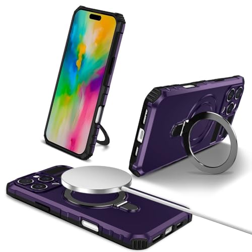 Coque iPhone 16 Pro Max violette en silicone rigide avec anneau