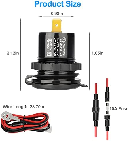 2Pcs USB Car Charger Socket 12V, 36W Quick Charge 3.0 Dual USB Charger Power Outlet Panel Fast Charge Adapter with Switch LED Voltmeter for Vehicles Boat Motorcycle SUV RV Truck Caravan, Blue