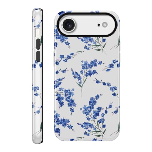 Coque de téléphone Blue Flower pour IP 17 Air en silicone bleu fleuri