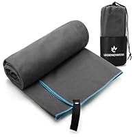 Legendwerk® Mikrofaser-Handtuch GRAU 160x80 cm – schnelltrocknend & platzsparend – Reisehandtuch für Fitness, City-Trip, Gym & Outdoor – leicht, stylisch, mit Tasche & Aufhängung