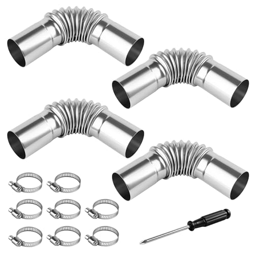 4 Stück Abgasrohr Winkelverbinder 25mm, 13cm Edelstahl mit 8 Klammern, Abgasschlauch Kupplungsstück für Dieselheizung Autoheizung Auspuffrohr Zusatzheizung Entlüftungsschlauch