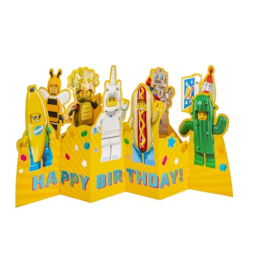 Hallmark Birthday Card LEGO Characters 3D & Pop Up Design Yellow