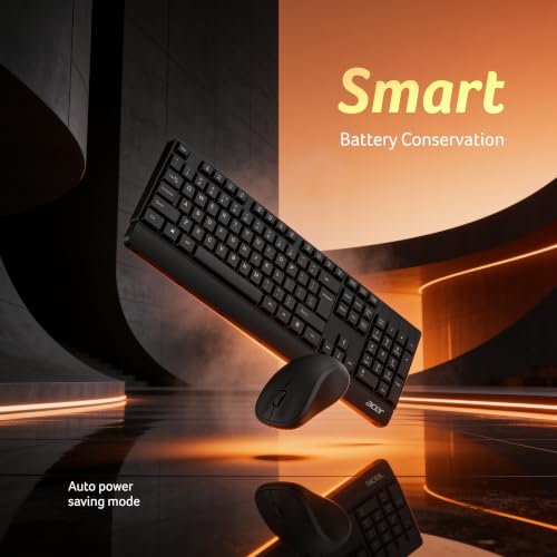 Image of Acer OfficeLite KM300 Wireless Keyboard & Mouse Combo | 2.4GHz USB Nano Receiver | 104-Key Full-Size Keyboard with Multimedia Keys | Silent Optical Mouse | Plug & Play | Windows, macOS & Linux - Black