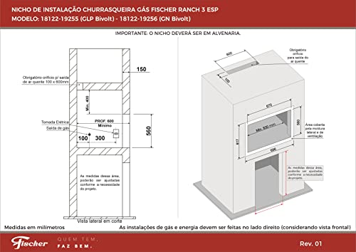 FISCHER CHURRASQUEIRA GÁS RANCH 3 ESPETOS GN BIVOLT - 18122-19256