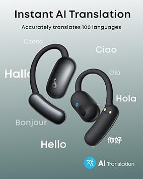 soundcore AeroFit 2 AI Assistant by Anker, Open-Ear Headphones,with Travel Case for AeroFit Series,Pressure-Free Fit, 2× Richer Bass, Real-Time Translation Earbuds, Hi-Res Audio, 35-Hour Playtime, IP5