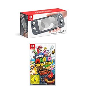 Nintendo Switch Lite, Standard, Grau + Super Mario 3D World – Bowser’s Fury