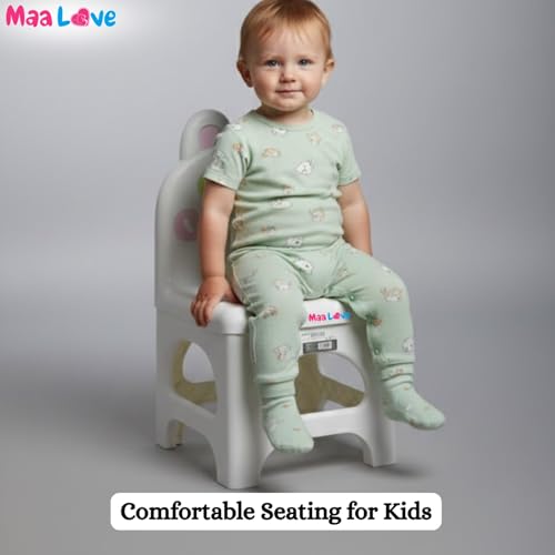 Image of Plastic Foldable Chair for Kids | School Study Chair for Indoor or Outdoor Use for Toddler Kids | Strong & Stable, Safe Rounded Edges | Capacity Up to 40 Kg (White)