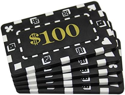 MRC 5 Pcs Denominated Rectangular Poker Chips Plaques $100 Black