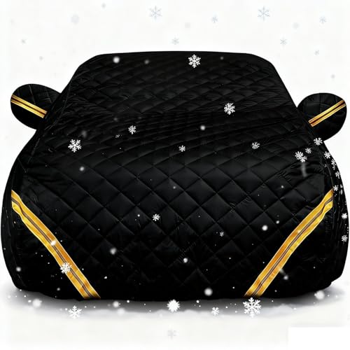 Waterdichte Autohoes Voor Aixam e-Coupe, Outdoor Volledige Autohoezen Winter 5 Lagen Verdikking Winddicht Auto Cover Sneeuwbescherming Autohoes(Black)