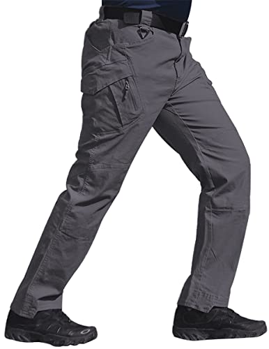 Susclude Men's Military Tactical Pants Outdoor Rip-Stop Hiking Workout Pants Lightweight Casual Cargo Pants For Men Dark Gray 32Wx32L #TOP1
