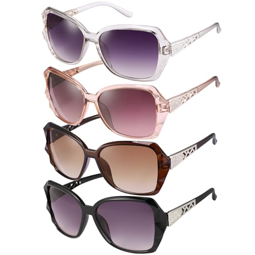 DragonflyDreams 4 Pcs Oversized Women’s Sunglasses