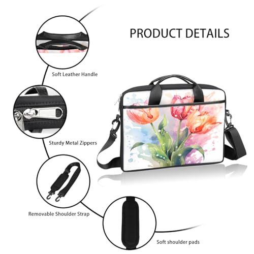Bolso para portátil floral acuarela 15 pulgadas con correa miniatura 4