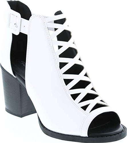 Image of Soda Aran ~ Women Open Toe Crisscross Straps Back Zipper High Heel Fashion Sandal with Adjustable Ankle Strap