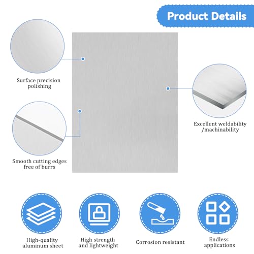 UCFBWO 8 Stück Aluminium Platte 0.5mm Aluminium Blech 30x15cm mit Schutzfolie Alublech Aluminiumblech Aluplatte Alu Blech für Modellbau, DIY, Industrie, Messebau, Rechteckig
