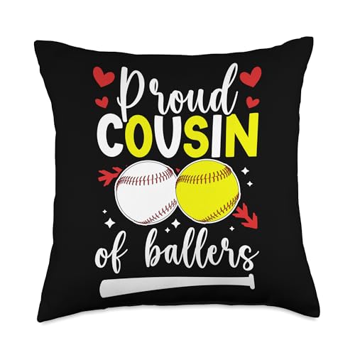Proud Cousin Of Ballers Baseball Softball Cousin Throw Pillow