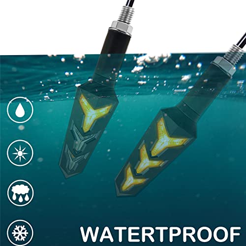 VRWEARE 4PCS Universal Motorcycle Turn Signals LED 12V 3 Wire Flowing Indicator Lights 14 Bulbs Compatible with Motorbike Scooter Quad Cruiser Yamaha Harley Suzuki Off Road by VRWEARE - Used condition - Image 5