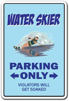 Cartel de aluminio divertido para esquiador acuático, estacionamiento, esquí, barco acuático, corredor de olas, esquís, navegante, póster de arte