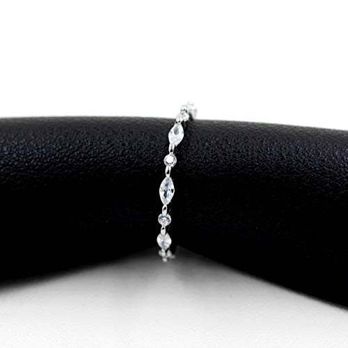 Uloveido 925 Sterling Silver Eternity Band Milgrain Rings Stack with Marquise & Round Cut Cubic Zirconia WR1343