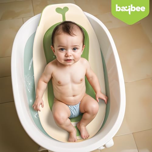 Image of Baybee Ziga Baby Bath tub Seat for Babies | Portable Baby Bather with Anti Non Slip Edges & Suction Cup | New Born Baby Bathing Tub | Hanging Baby Shower Bath Tub for 0 to 12 Months (Green)