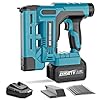 18 Gauge Cordless Nail Gun for Mak-ita 18V Battery, 2 in 1 Brad Nailer & Electric Stapler with 1 * 4.0Ah Battery, 1000 Nails & 1000 Staples for DIY Project, Home Improvement and Woodworking