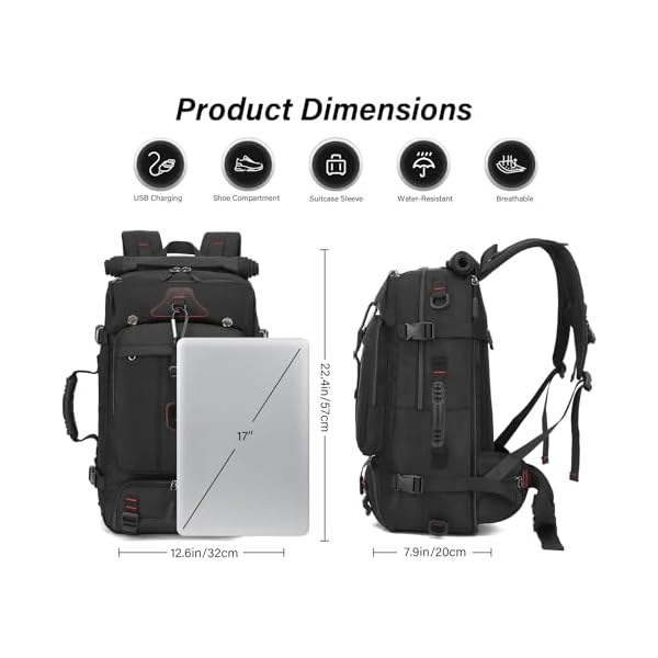 Travel Backpack for Men & Women, 50L Large Carry on Backpack Durable ...