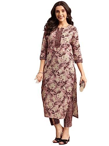 Image of ANNI DESIGNER Women Cotton Blend Kurta & Pant