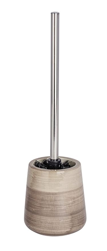 WENKO Toilet Brush and Holder Pottery of Ceramic in Sand-Beige, 12.5 x 12.5 x 39.5 cm