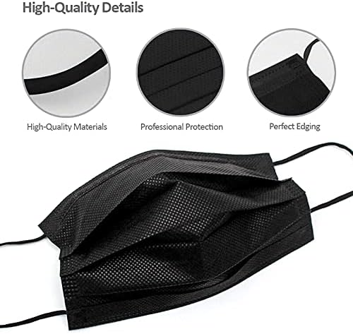 Miniatura 2 de 100 unidades, 50 máscaras desechables desechables, 3 capas máscaras faciales negras desechables