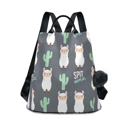 Sac à dos antivol femme à motif lama avec zip sécurisé au dos